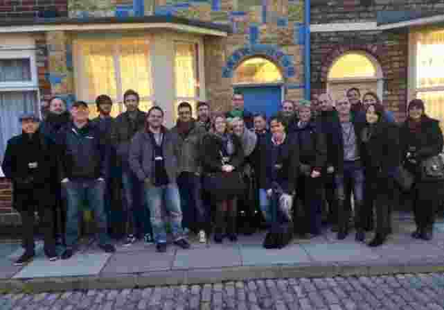 The team on the Coronation Street set