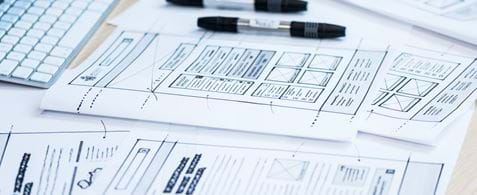 Sketches of the North Wales Police website wireframe prototype