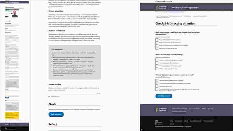 Screenshot showing the design and layout of the Early Career Framework's Core induction programme