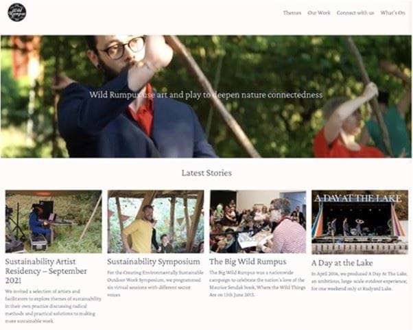 A screenshot of the Wild Rumpus website home page