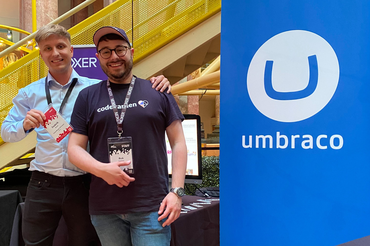 Rick Butterfield and Umbraco's Frederik Klerens at Camp Digital 2022