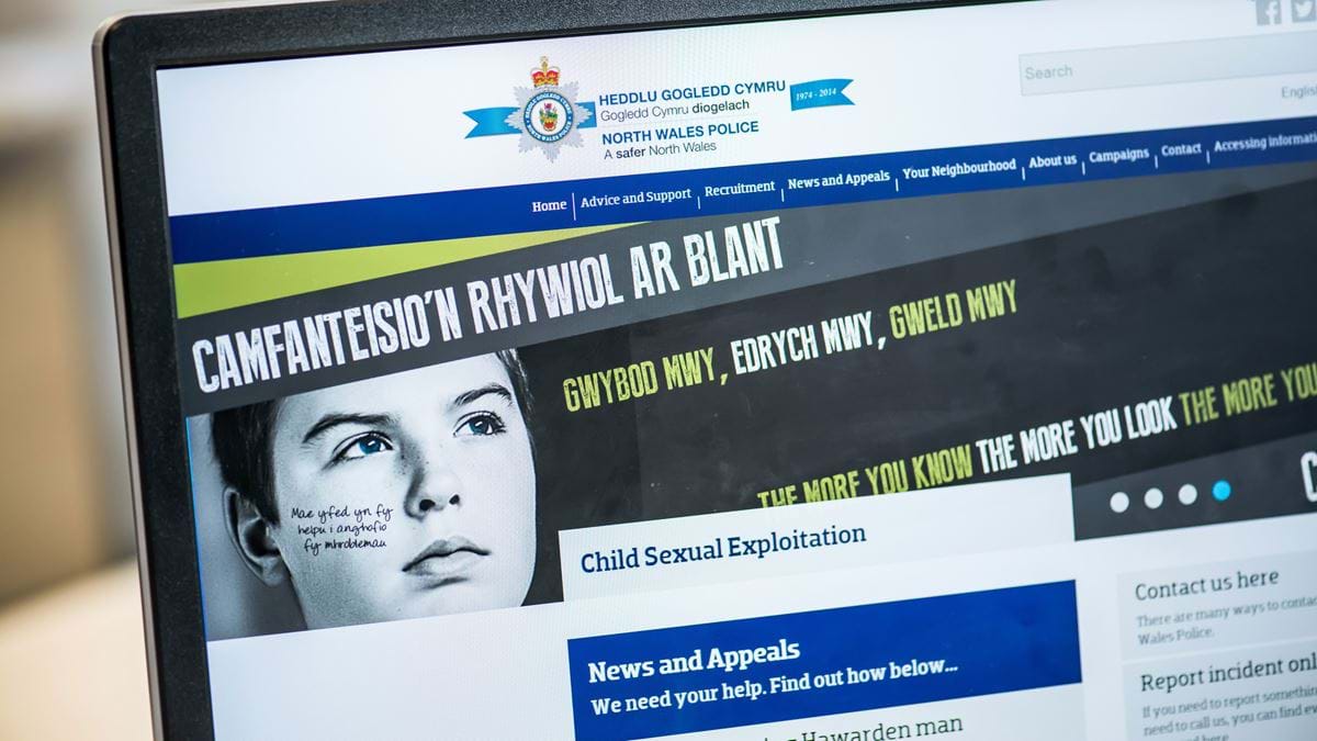 A screenshot of the top left corner of the North Wales Police website