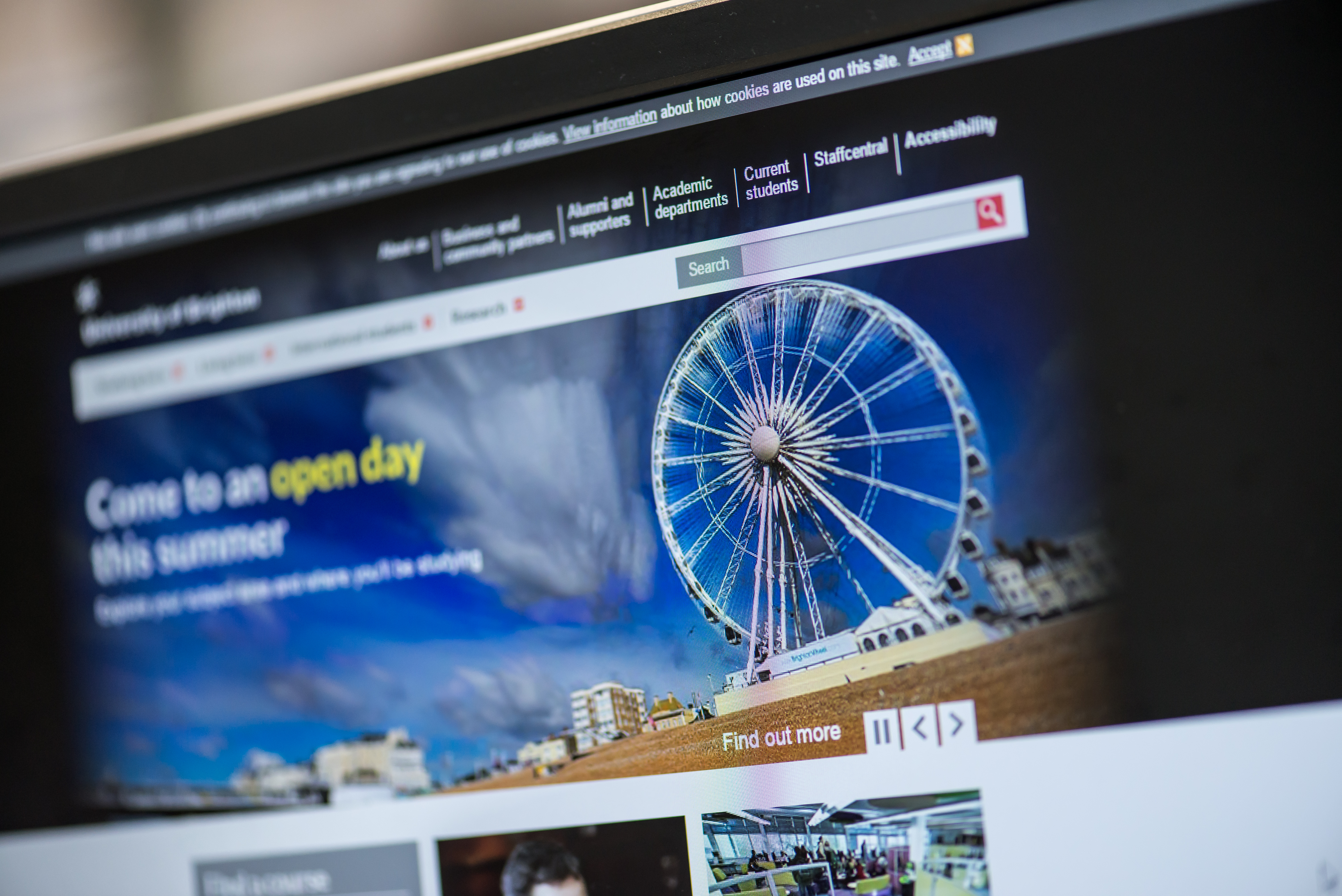 A screenshot of the University of Brighton website on desktop