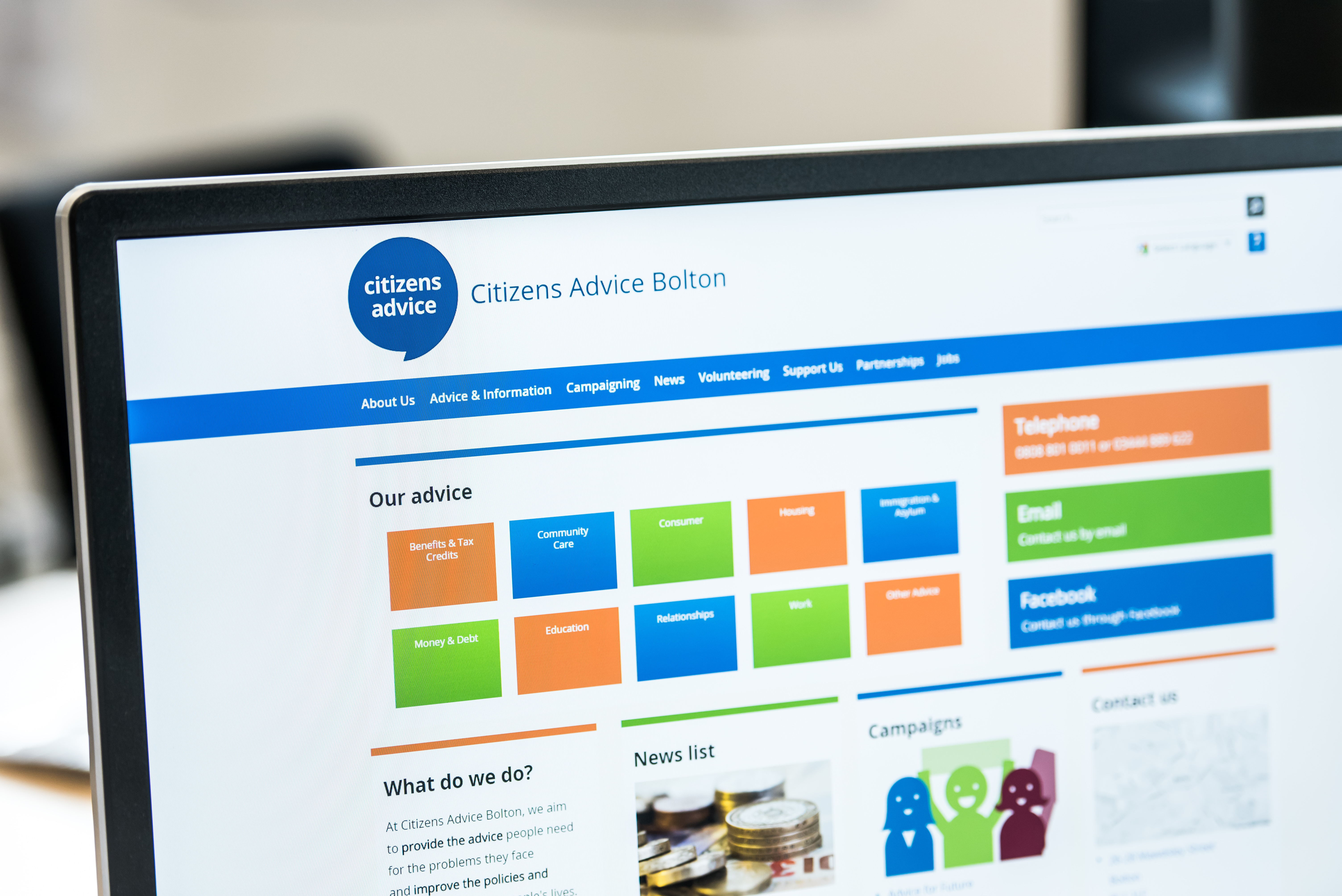 Citizens Advice Bolton website on a laptop screen