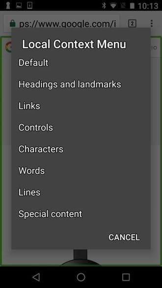 A screenshot of Local Context Menu on a mobile device