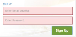 Email address and password input fields flagged in red (they're empty)