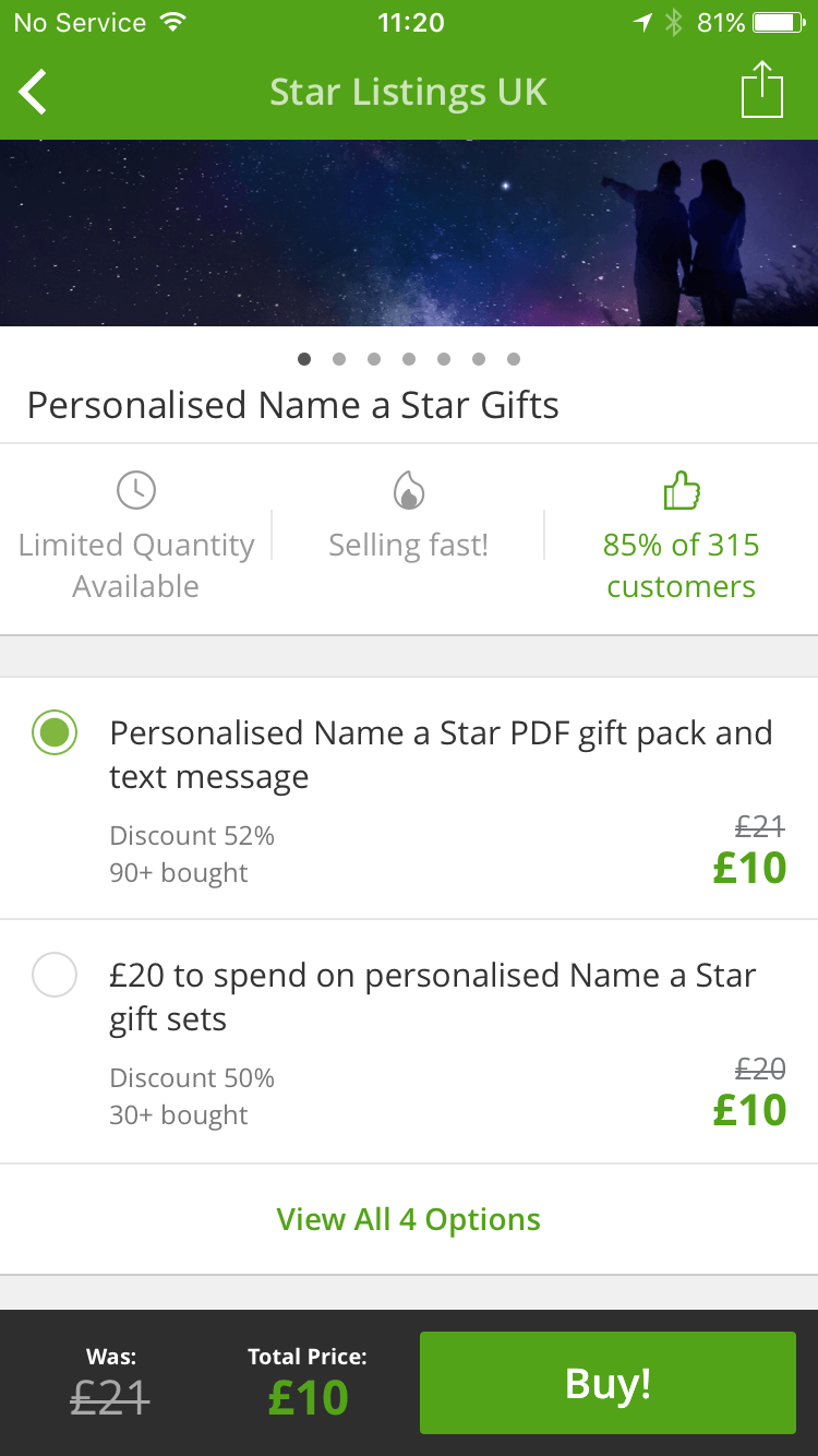 Groupon personalised name a star offer.